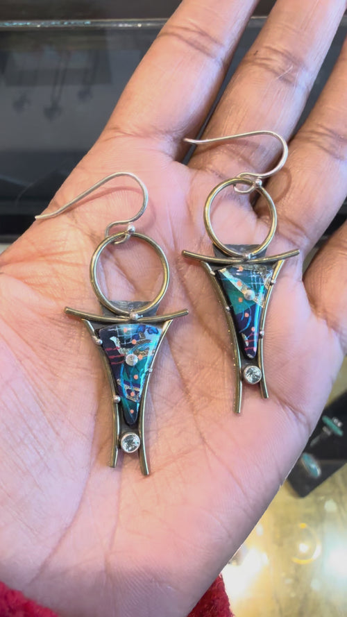 Confluence Earrings with Blue Topaz