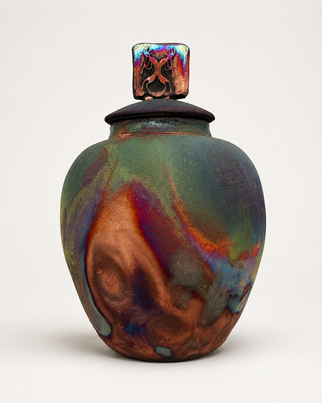 round raku pot with lid raku ceramics
