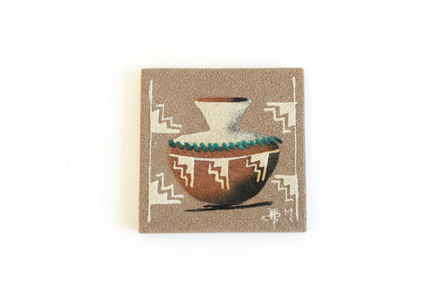 Sand painting by Navajo Artist Ben Mitchell 4x4