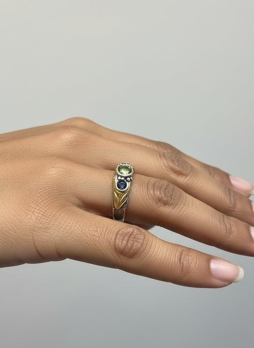 Multi-Sapphire with 24-Carat Gold Element
