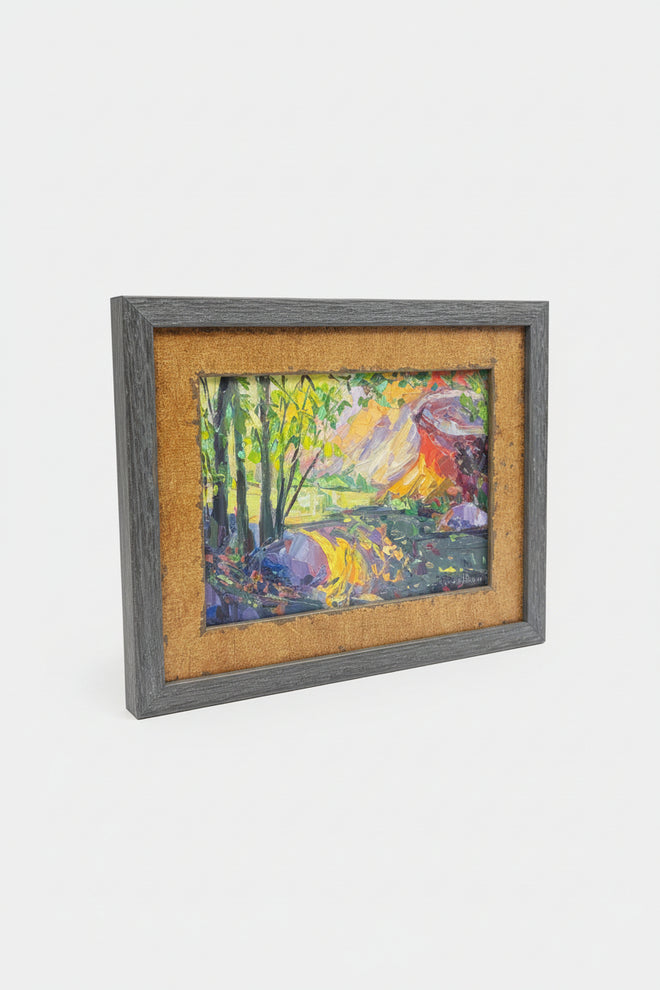 West Fork Reflections — Sedona AZ — Original Palette-Knife Oil on Wooden Panel