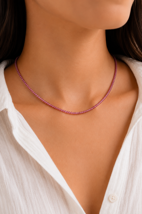 shop hand beaded layering necklace pink tourmaline