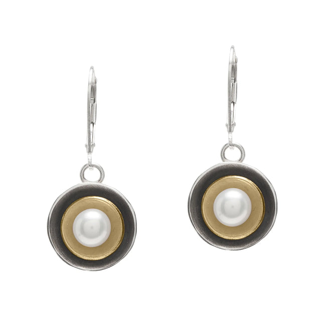 STERLING SILVER & GOLD CUPPED PEARL EARRING