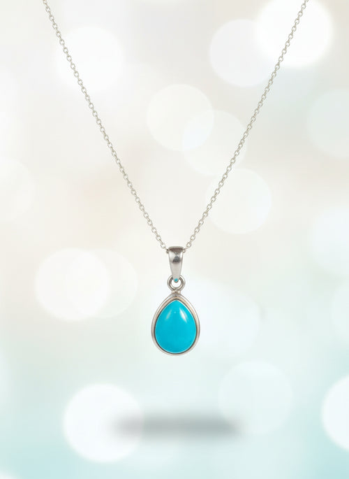 Genuine Sleeping Beauty turquoise necklace with sterling silver pendant