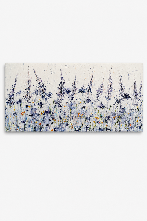 Slow Step original abstract acrylic painting on wood panel by Jodi Maas, 24 x 48 inches