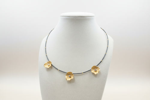3-Petal Sterling Silver Necklace — Handmade Floral Pendant Jewelry