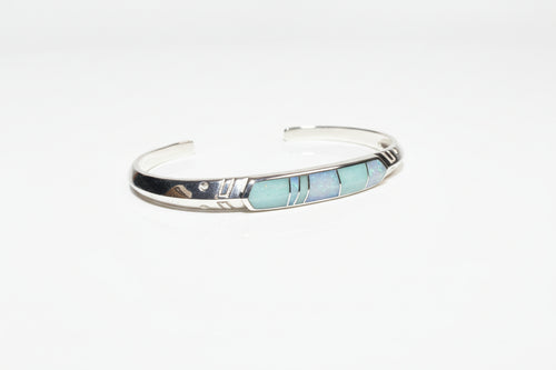 Opal & Amazonite Cuff Bracelet - Navajo Stone inlaid
