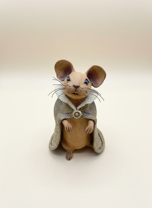 Handmade Ceramic Tall Capped Mouse Sculpture by Sumati Colpitts