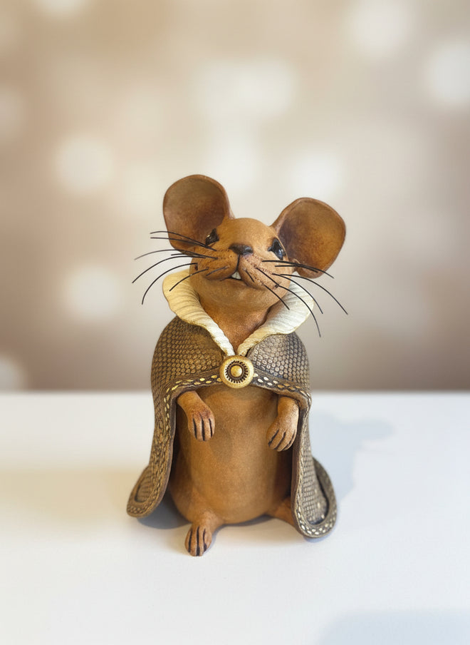 Handmade Ceramic Tall Capped Mouse Sculpture by Sumati Colpitts