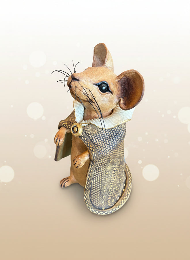 Handmade Ceramic Tall Capped Mouse Sculpture by Sumati Colpitts
