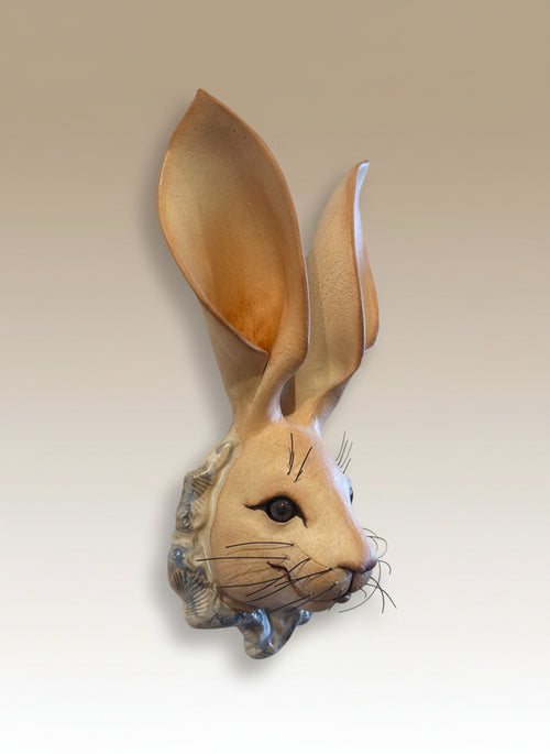 Handmade Rabbit Head - Wall Hanging Sculpture