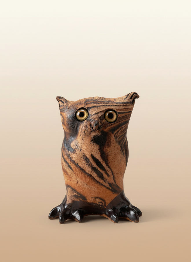 Handmade Ceramic “Mixed Table Owl” by Sumati Colpitts – Art Sculpture