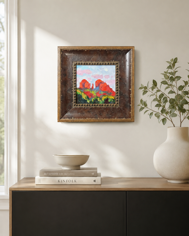 sunset moon cathedral rock sedona oil painting modern home decor